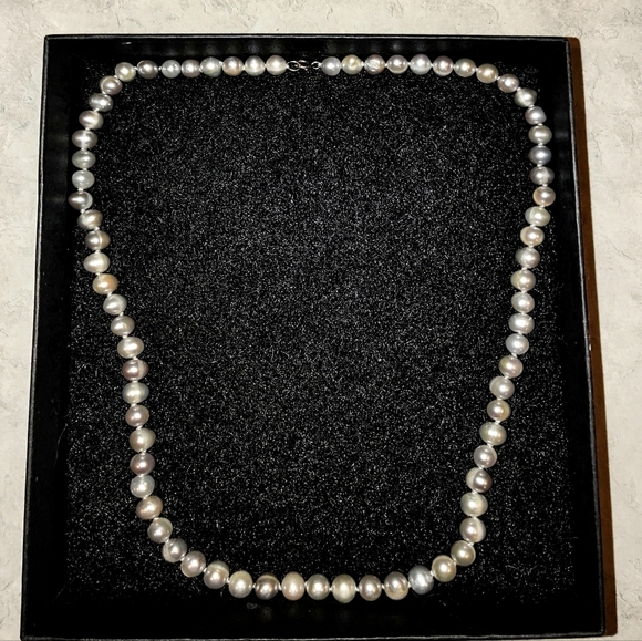 VINTAGE JAPANESE AKOYA SILVER PINK PEARL NECKLACE 18" 925 SILVER STRAND 7.5-8mm - Picture 7 of 12